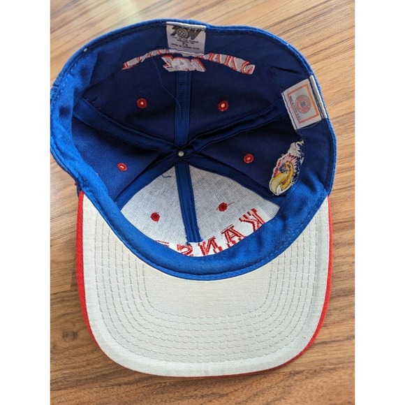 Vintage 90s Kansas Jayhawks Hat 7 1/4 Top Of The World Blue Wool - Picture 7 of 10